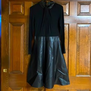 Long sleeve leather midi dress